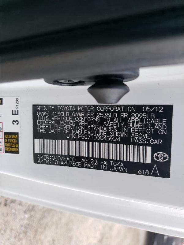 2013 TOYOTA SCION TC JTKJF5C71D3045924