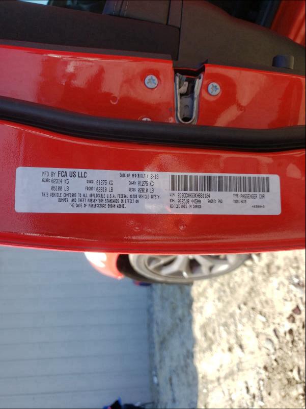 2019 DODGE CHARGER GT 2C3CDXHG3KH681124