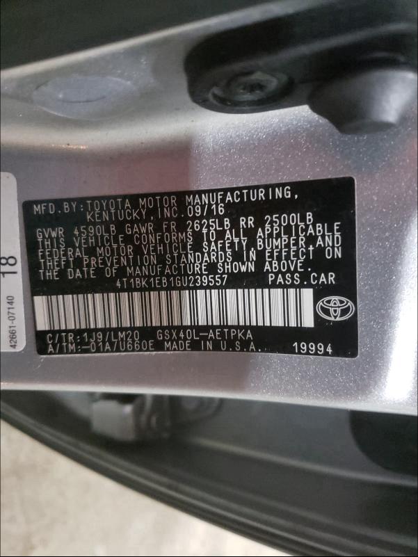 2016 TOYOTA AVALON XLE 4T1BK1EB1GU239557