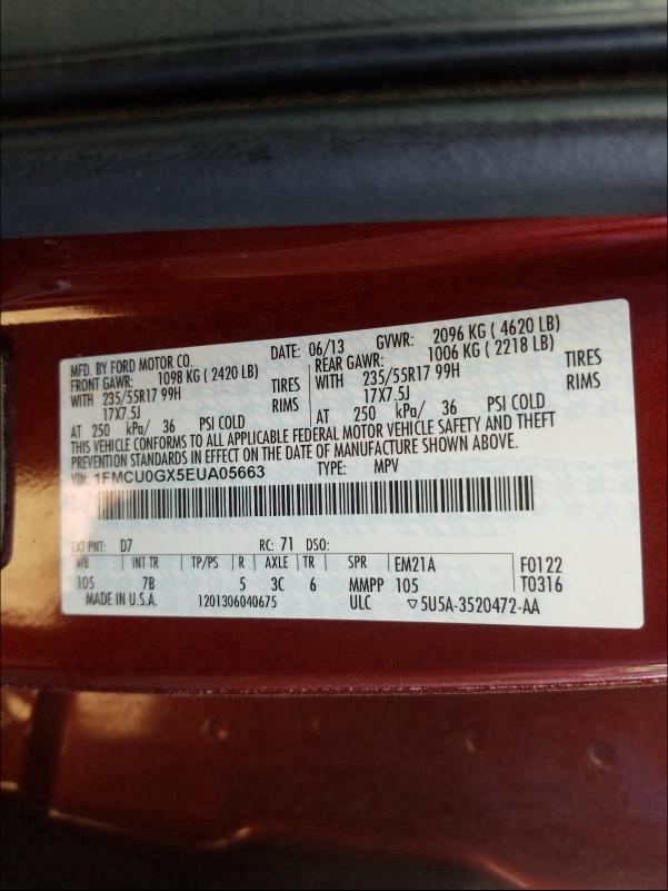 2014 FORD ESCAPE SE - 1FMCU0GX5EUA05663