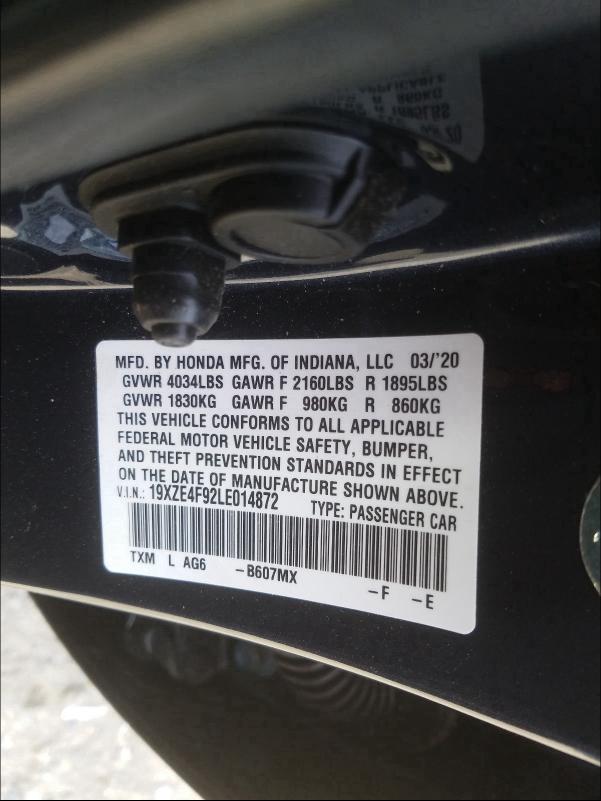2020 HONDA INSIGHT TO - 19XZE4F92LE014872
