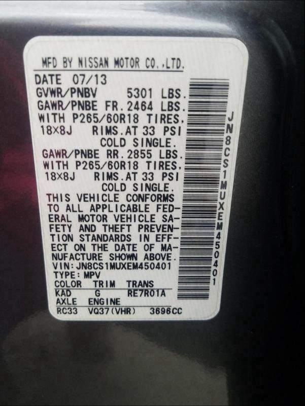 2014 INFINITI QX70 JN8CS1MUXEM450401