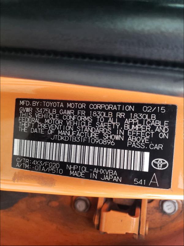 2015 TOYOTA PRIUS C JTDKDTB31F1090896