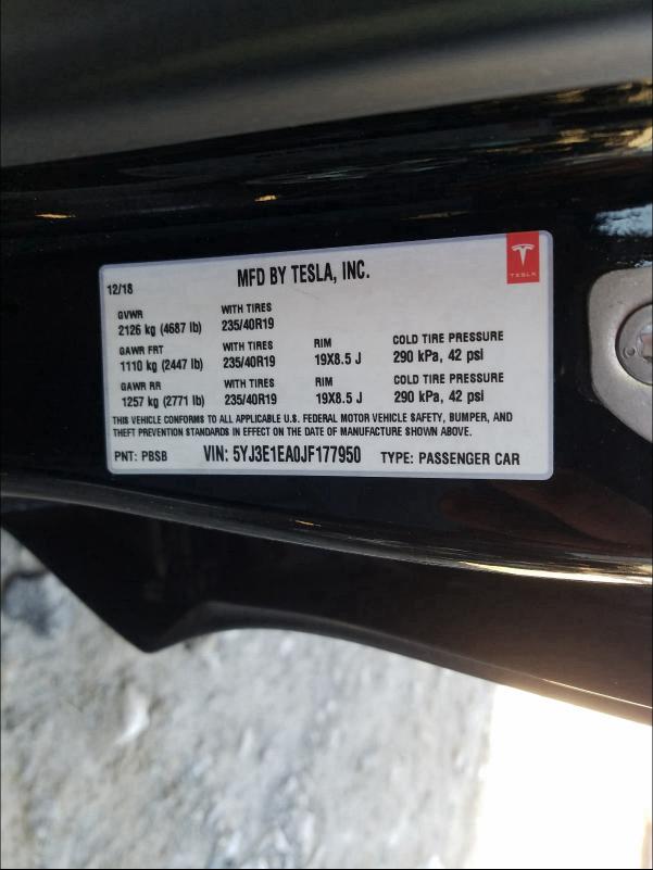 2018 TESLA MODEL 3 5YJ3E1EA0JF177950