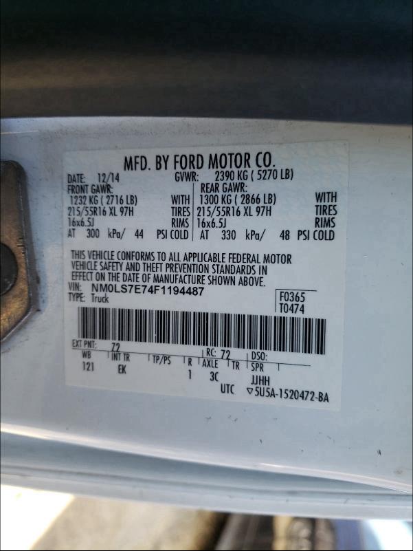 2015 FORD TRANSIT CO NM0LS7E74F1194487