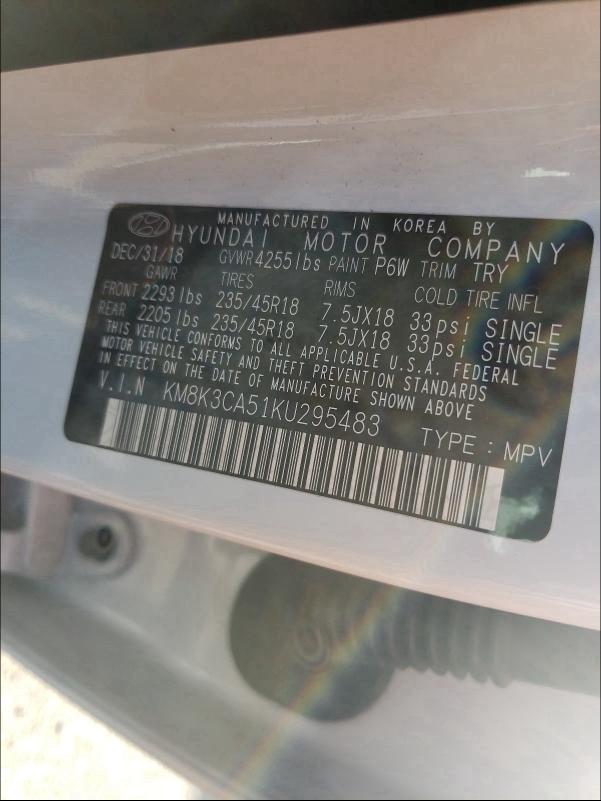 2019 HYUNDAI KONA LIMIT KM8K3CA51KU295483