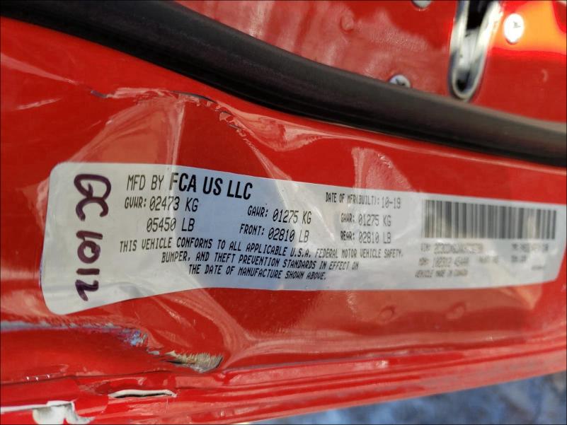 2019 DODGE CHARGER SC 2C3CDXGJXKH736780