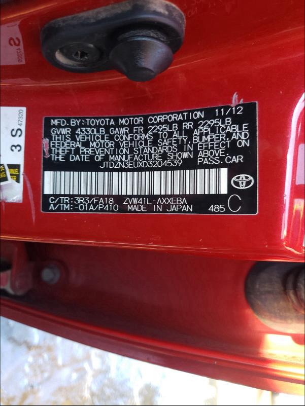 2013 TOYOTA PRIUS V JTDZN3EUXD3204539