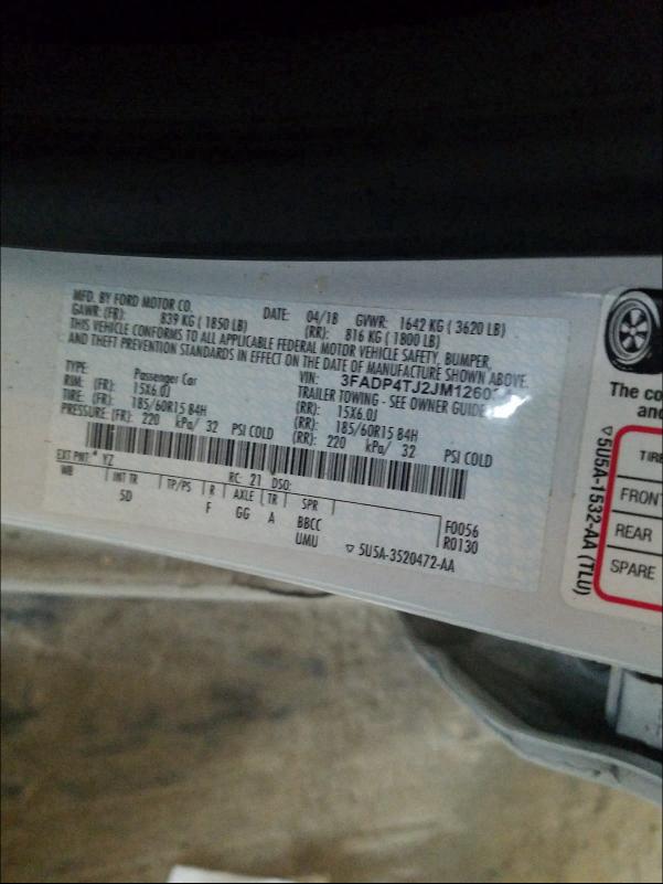 2018 FORD FIESTA S 3FADP4TJ2JM126034
