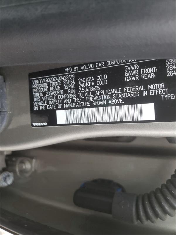 2013 VOLVO XC60 T6 YV4902DZ4D2423179