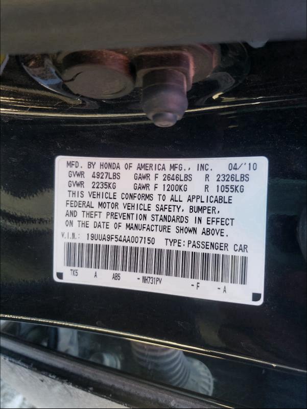 2010 ACURA TL 19UUA9F54AA007150
