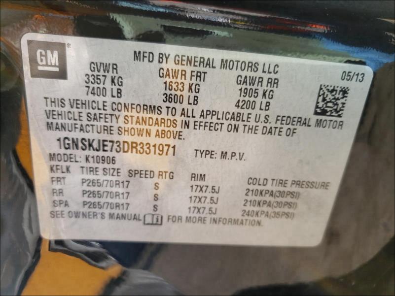 2013 CHEVROLET SUBURBAN K - 1GNSKJE73DR331971