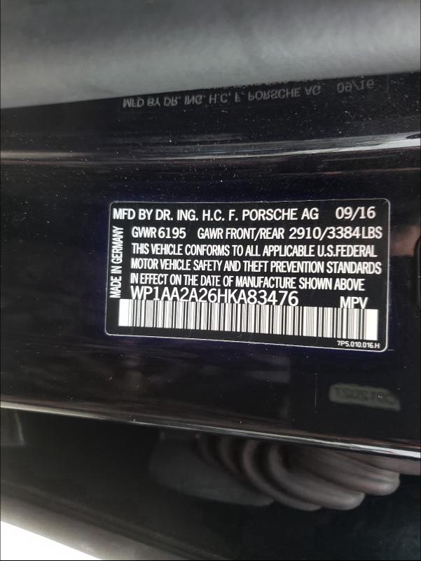 2017 PORSCHE CAYENNE WP1AA2A26HKA83476