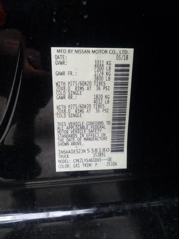 2018 NISSAN TITAN SV 1N6AA1E52JN538180