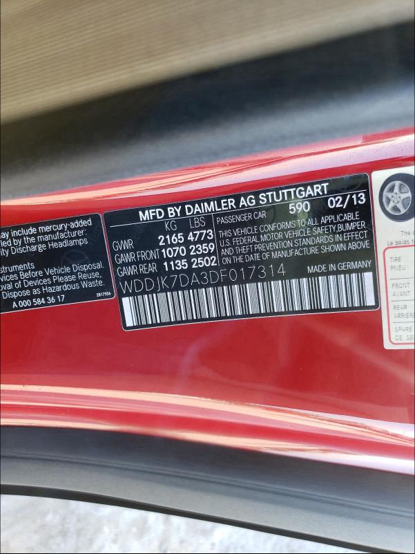 2013 MERCEDES-BENZ SL 550 WDDJK7DA3DF017314