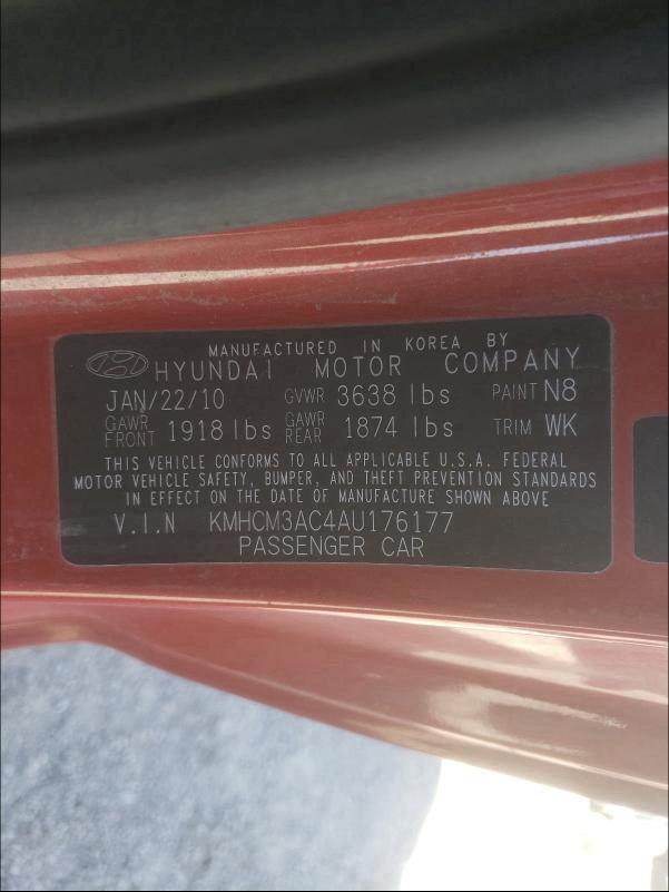2010 HYUNDAI ACCENT BLU KMHCM3AC4AU176177