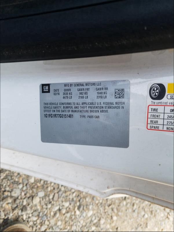 2016 CHEVROLET CAMARO SS 1G1FG1R77G0151481