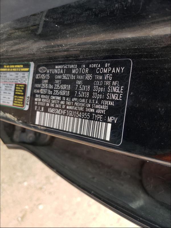 2016 HYUNDAI SANTA FE S KM8SMDHF1GU154955