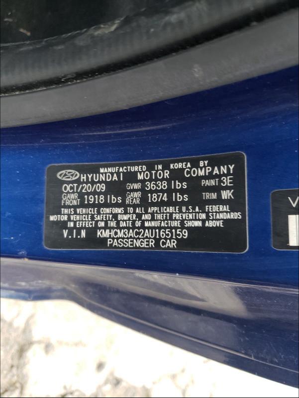 2010 HYUNDAI ACCENT BLU KMHCM3AC2AU165159