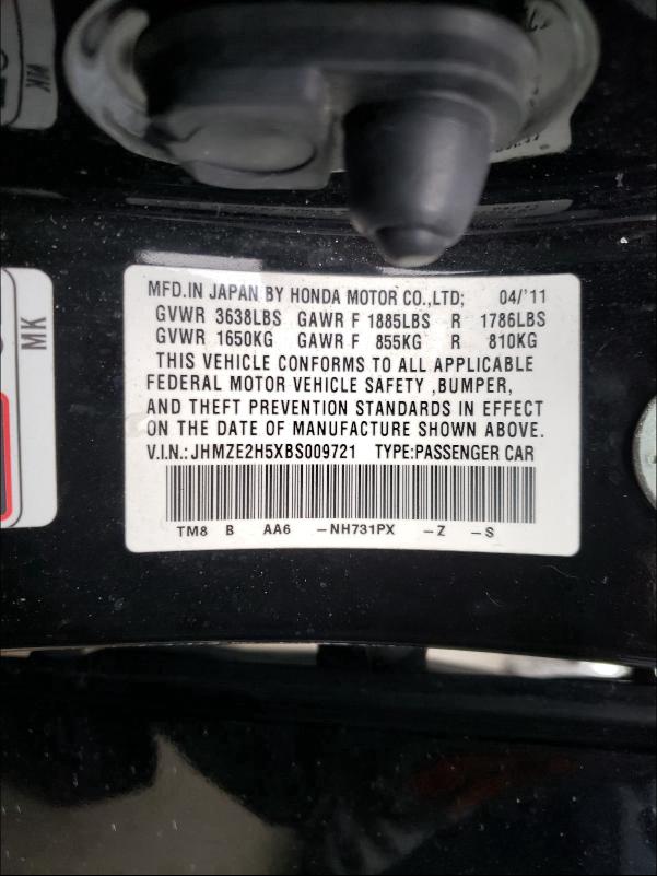 2011 HONDA INSIGHT LX JHMZE2H5XBS009721