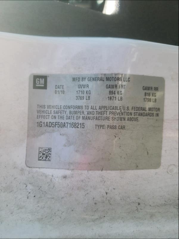 2010 CHEVROLET COBALT 1LT 1G1AD5F50A7168215