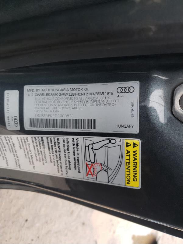2013 AUDI TT PREMIUM TRUBFAFK4D1009831