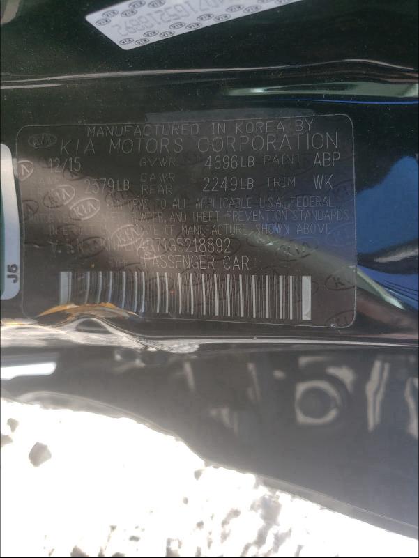 2016 KIA CADENZA LU KNALN4D71G5218892