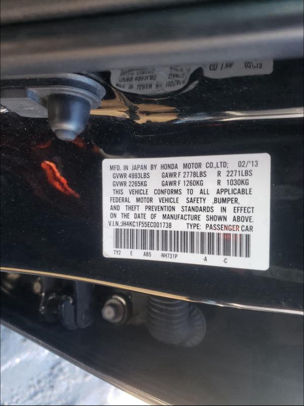 2014 ACURA RLX TECH JH4KC1F55EC001738