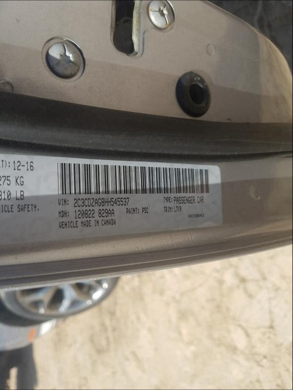 2017 DODGE CHALLENGER 2C3CDZAG8HH545537