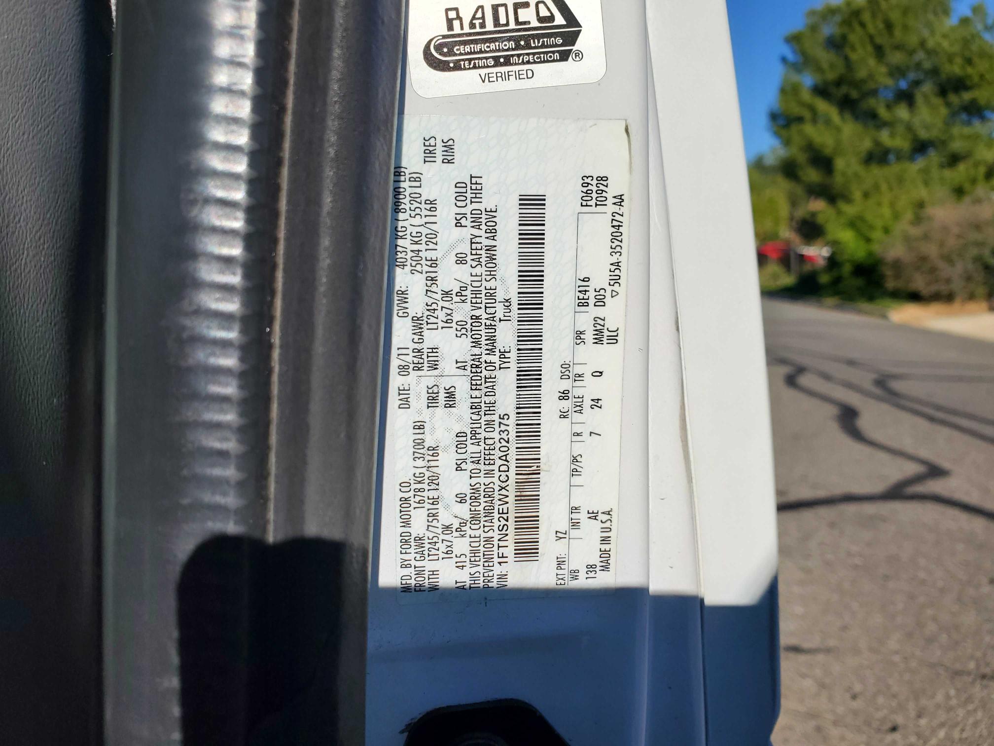 2012 FORD ECONOLINE - 1FTNS2EWXCDA02375