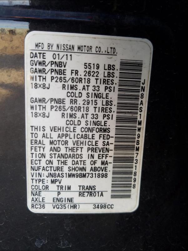 2011 INFINITI FX35 JN8AS1MW9BM731898