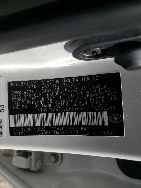 2020 TOYOTA CAMRY TRD 4T1KZ1AK3LU043440