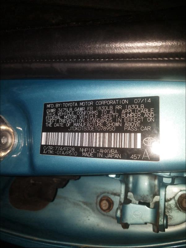 2014 TOYOTA PRIUS C JTDKDTB30E1078950