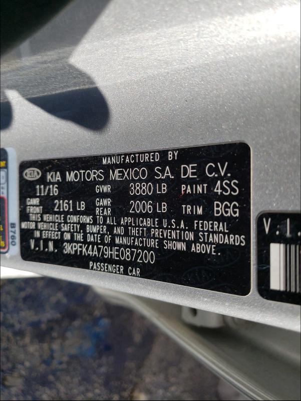 2017 KIA FORTE LX 3KPFK4A79HE087200