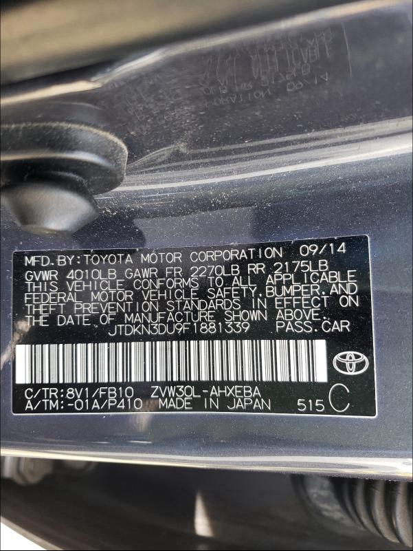 2015 TOYOTA PRIUS - JTDKN3DU9F1881339