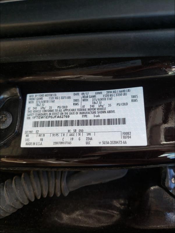 2018 FORD F150 SUPER 1FTEW1EP0JFA62769
