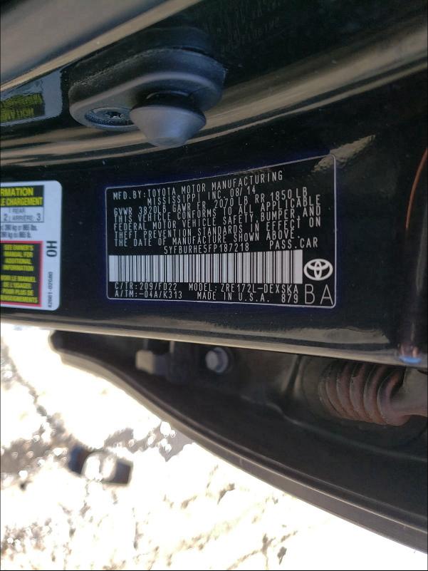 2015 TOYOTA COROLLA L 5YFBURHE5FP187218