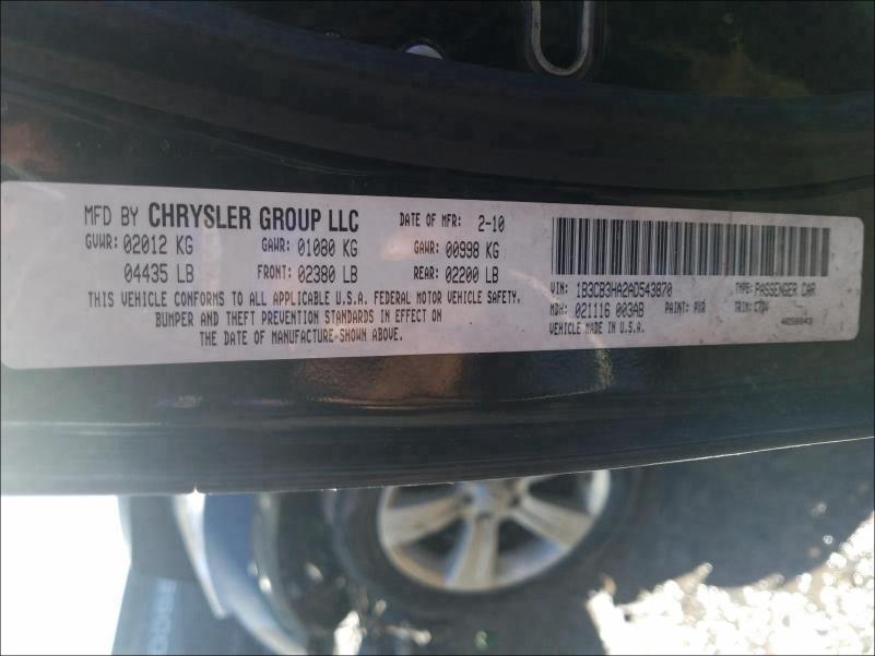 2010 DODGE CALIBER MA 1B3CB3HA2AD543870