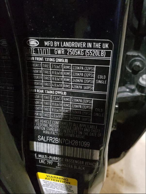 2012 LAND ROVER LR2 HSE SALFR2BN7CH281099