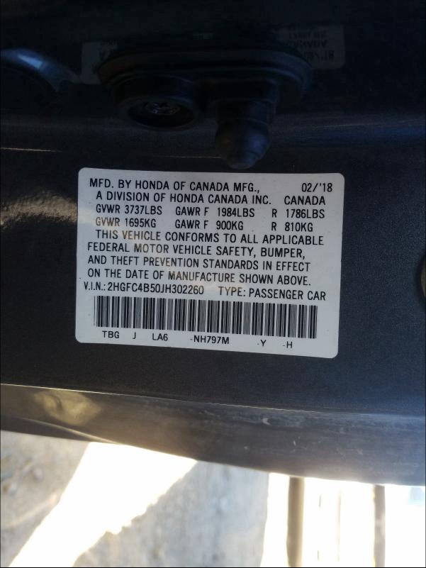 2018 HONDA CIVIC LX - 2HGFC4B50JH302260