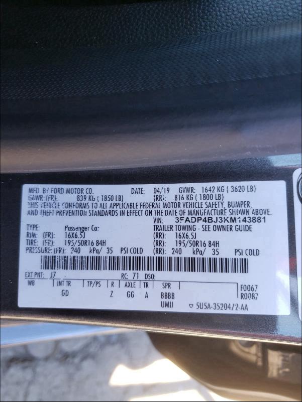 2019 FORD FIESTA SE - 3FADP4BJ3KM143881