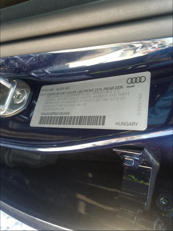 2017 AUDI A3 PREMIUM WAUAUGFF8H1052668