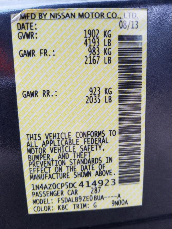 2013 NISSAN LEAF S 1N4AZ0CP5DC414923