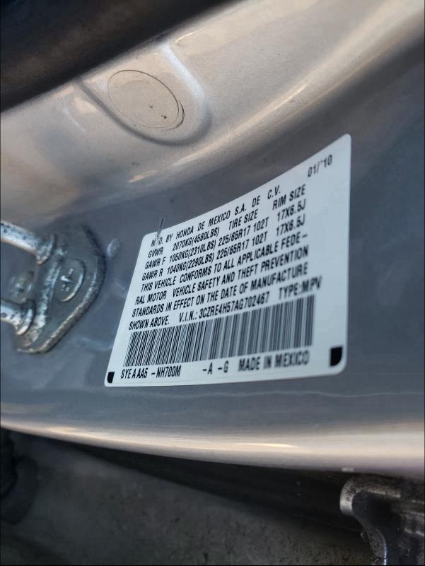 2010 HONDA CR-V 3CZRE4H57AG702467