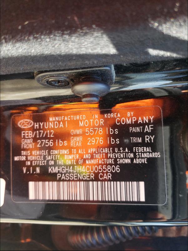 2012 HYUNDAI EQUUS SIGN KMHGH4JH4CU055806