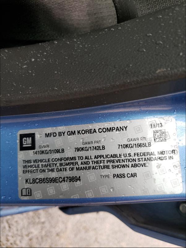 2014 CHEVROLET SPARK KL8CB6S99EC479894