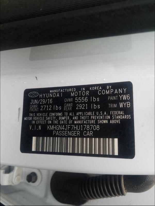 2017 GENESIS G80 ULTIMA KMHGN4JF7HU178708