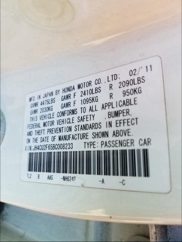 2011 ACURA TSX JH4CU2F65BC008233