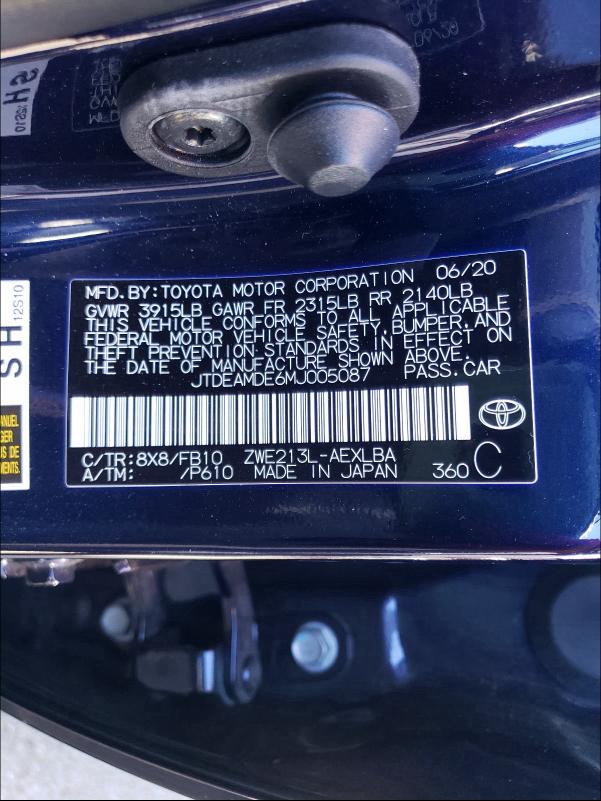 2021 TOYOTA COROLLA LE - JTDEAMDE6MJ005087