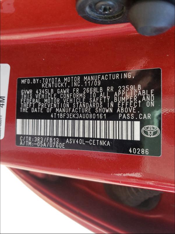 2010 TOYOTA CAMRY BASE 4T1BF3EK3AU080161